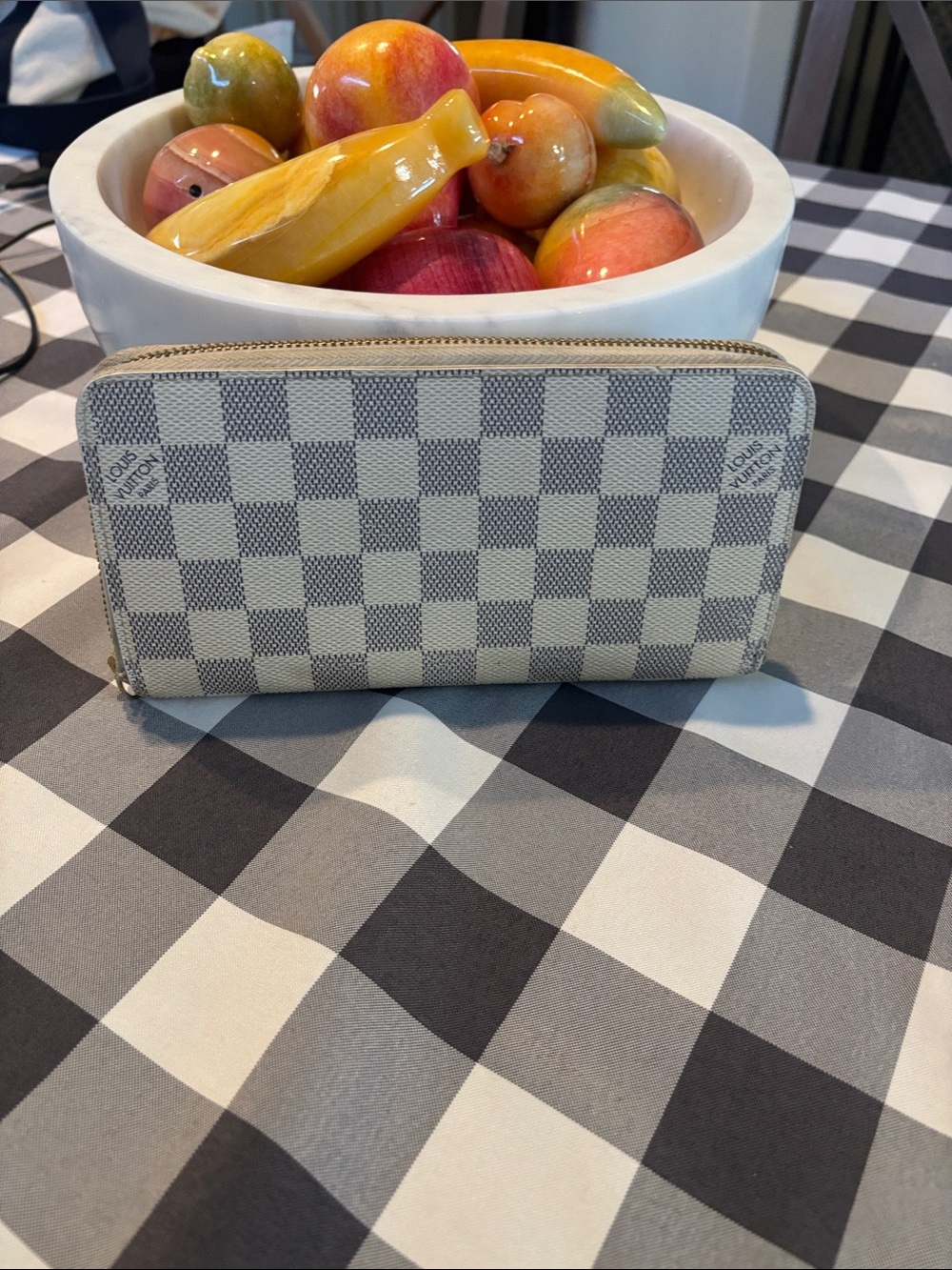 Louis Vuitton Damier Azur Zip-Around Wallet - Cream/Gray